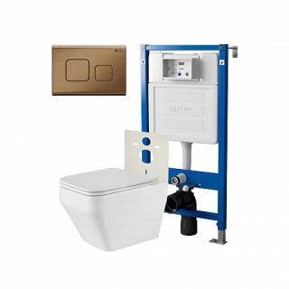 Комплект унитаза с инсталляцией Point Элемент PN48228BB с сиденьем Микролифт