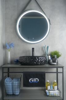 Раковина Gid 9030bf 52232 накладная черная глянцевая 48x34x15