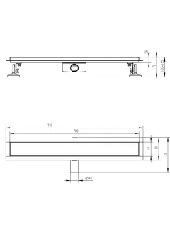 Душевой лоток Raglo R652.70.03 70 см золотой сатин