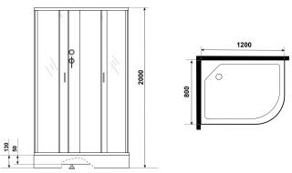 Душевая кабина Niagara NG-3312-14LBK 120x80см серебро/матовое
