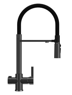 Смеситель для кухни Ulgran Classic U-026 черный матовый с высоким гибким изливом