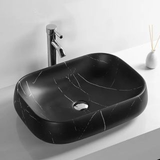 Раковина Cerutti SPA CR0086 MMB1 56см матовый чёрный мрамор