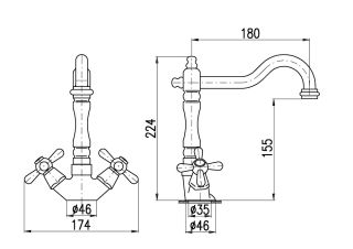 Смеситель для раковины Rav Slezak Morava retro MK521.5/8SM Бронза