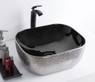 Раковина CeramaLux  D1333H021 черно-серая 50 см