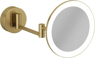 Зеркало косметическое Kludi Vela R 58995N0W с 3-х кратным увеличением и LED-подсветкой брашированное золото