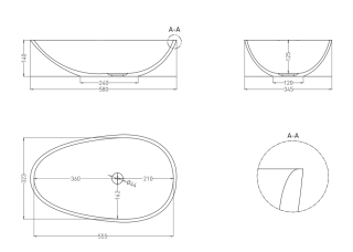 Накладная раковина Salini Paola S-Stone 1101201SM 58см белый матовый