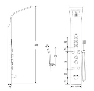 Панель душевая Cerutti SPA Victoria BR CT9980 матовая нержавеющая сталь