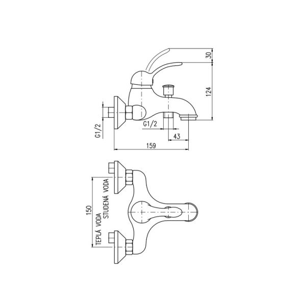 Смеситель для ванны Rav Slezak Labe L054.5 золото