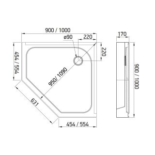 Поддон для душа Alex Baitler 90х90 AB9017V-1 Белый