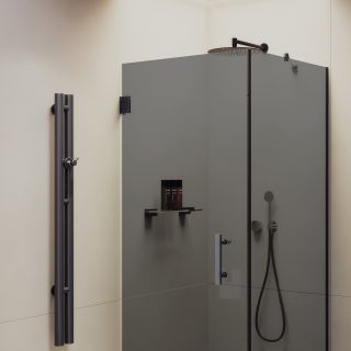 Душевой уголок MaybahGlass MGY-1309-6 100x100см чёрный/графит