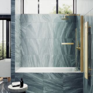 Шторка на ванну MaybahGlass MGV-770-3 50см золото