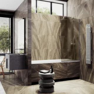 Шторка на ванну MaybahGlass MGV-150-5у 74см хром матовый