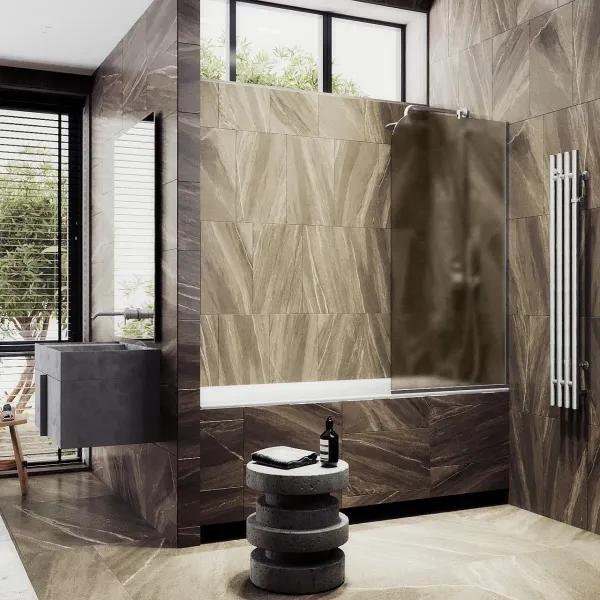 Шторка на ванну MaybahGlass MGV-150-5у 74см хром матовый