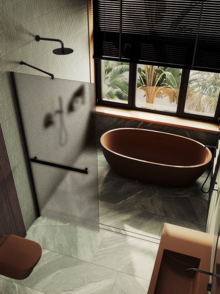 Душевая перегородка MaybahGlass MGD-728-6ш 79см чёрный