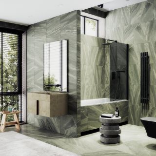 Шторка на ванну MaybahGlass MGV-791-6 80см чёрный