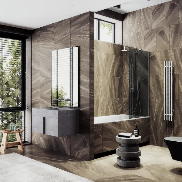 Шторка на ванну MaybahGlass MGV-79-5ш 50см хром матовый