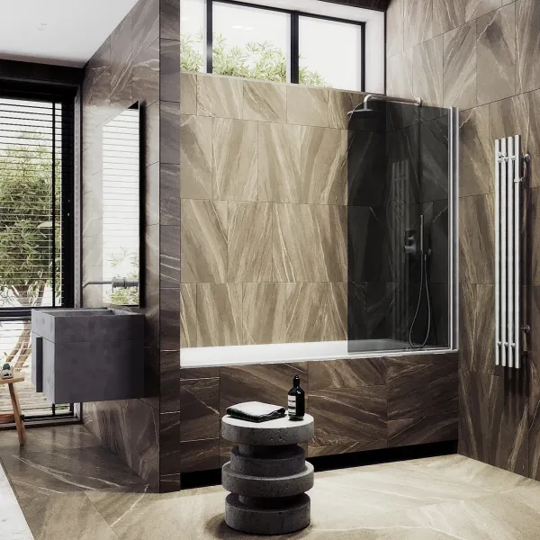 Шторка на ванну MaybahGlass MGV-603-5 40см хром матовый