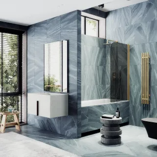 Шторка на ванну MaybahGlass MGV-618-3 70см золото