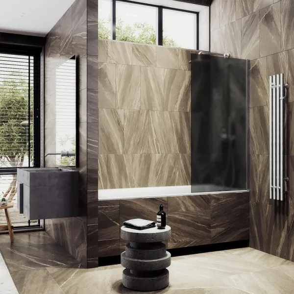 Шторка на ванну MaybahGlass MGV-84-5ш 40см хром матовый