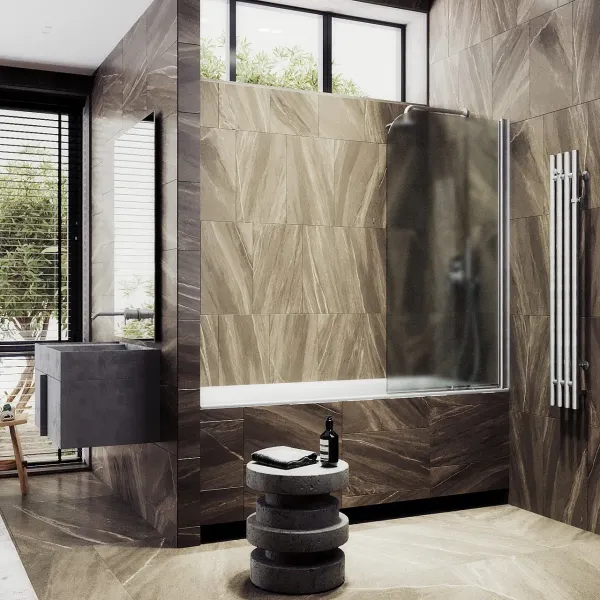 Шторка на ванну MaybahGlass MGV-621-5 80см хром матовый