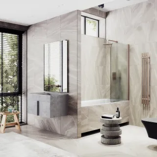 Шторка на ванну MaybahGlass MGV-610-2 50см бронза