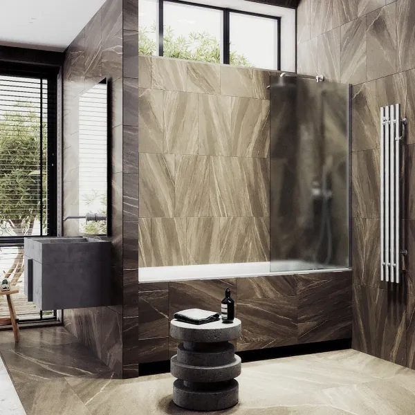 Шторка на ванну MaybahGlass MGV-94-5ш 80см хром матовый