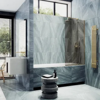 Шторка на ванну MaybahGlass MGV-135-3у 44см золото