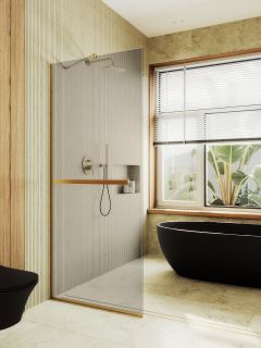 Душевая перегородка MaybahGlass MGD-727-3у 79см золото