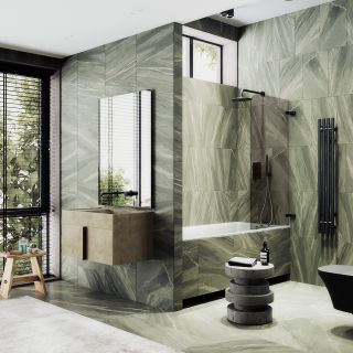 Шторка на ванну MaybahGlass MGV-648-6 40см чёрный