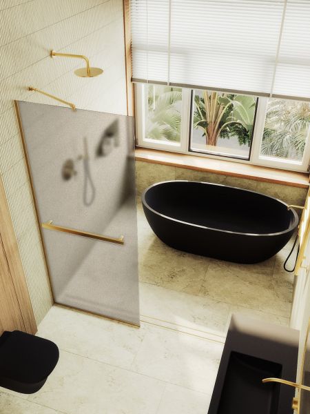 Душевая перегородка MaybahGlass MGD-728-3у 79см золото