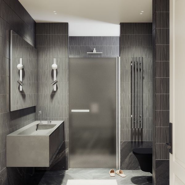 Душевая дверь MaybahGlass MGD-460-5 90см хром матовый/бронза матовая