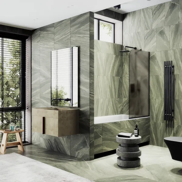 Шторка на ванну MaybahGlass MGV-76-6у 80см чёрный