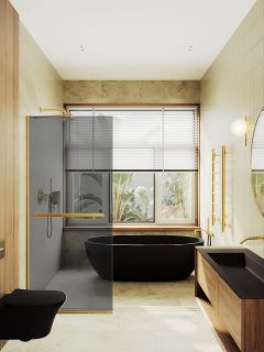 Душевая перегородка MaybahGlass MGD-729-3у 79см золото