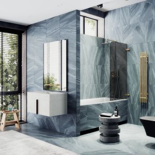 Шторка на ванну MaybahGlass MGV-651-3 40см золото