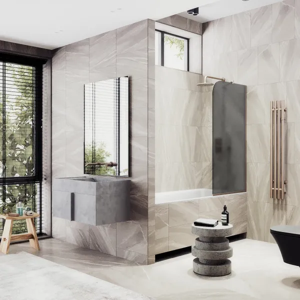 Шторка на ванну MaybahGlass MGV-153-2у 74см бронза