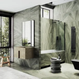 Шторка на ванну MaybahGlass MGV-91-6ш 50см чёрный