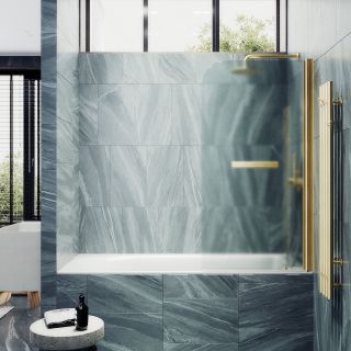 Шторка на ванну MaybahGlass MGV-793-3 80см золото