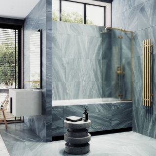 Шторка на ванну MaybahGlass MGV-920-3 99см золото