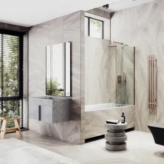 Шторка на ванну MaybahGlass MGV-61-2ш 50см бронза