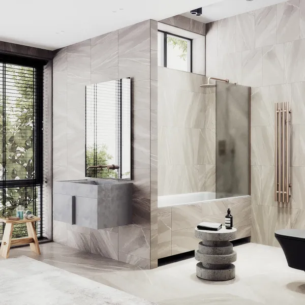 Шторка на ванну MaybahGlass MGV-76-2ш 80см бронза