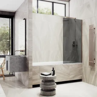 Шторка на ванну MaybahGlass MGV-78-2ш 40см бронза