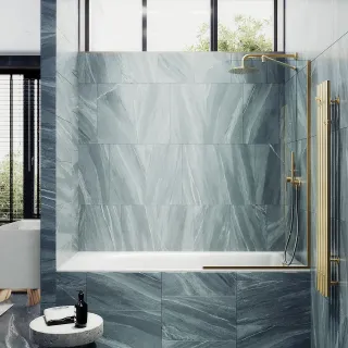 Шторка на ванну MaybahGlass MGV-126-3у 44см золото