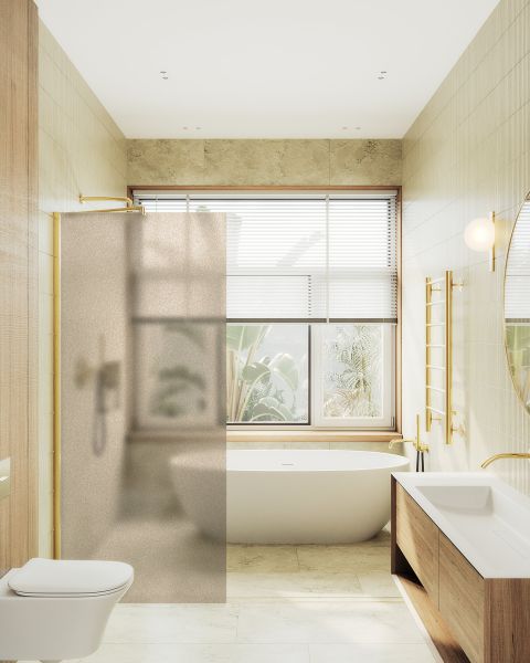 Душевая перегородка MaybahGlass MGD-697-3ш 79см золото