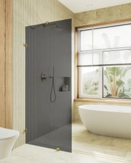 Душевая перегородка MaybahGlass MGD-274-3 79см золото