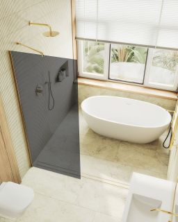 Душевая перегородка MaybahGlass MGD-698-3ш 79см золото