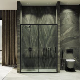 Душевая дверь MaybahGlass MGD-1277-6 150см чёрный/прозрачный