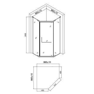 Душевой уголок Agger A03-090MCR/G правый без поддона 89х89, стекло матовое