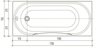 Акриловая ванна Aquanika Form A1017075026 170x75 см белый
