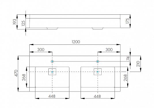 Раковина двойная Акватон Сакура 120см 1A72433KSK010