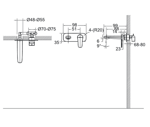 Смеситель Bravat Source P8173218CP-ENG для ванны 1-функц. с изливом